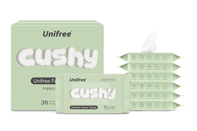 Unifree Facial Towels I Towelettes I Dry Wipes I Makeup Remover I Facial Tissues I On-the-go Convenient Pack (360 count)