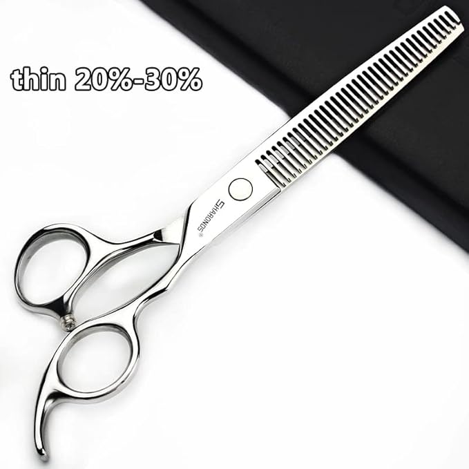 SHARONDS 7.0 Inch Stainless Steel Professional Barber Scissors Hair Thinning Scissors Hairdresser or Home Hairdresser Variant/Hybrid Scissors (Flat Cut Teeth Scissors Set) (6.5 inch-2pc)