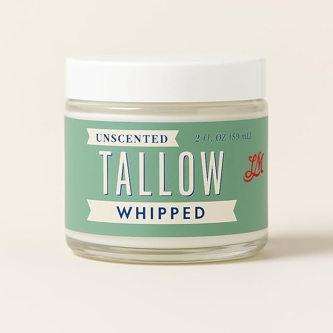 Lady May Tallow Whipped Tallow 2oz - All Natural Face Cream + Whole Body Moisturizer for Dry Skin - No Preservatives, Parabens or Seed Oils - 100% Pure, No Added Fragrance - USA Made (Unscented)