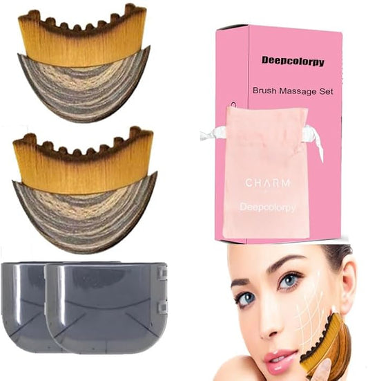 Dry Lymphatic Contour Face Brush for Lymphatic Drainage, 2 Packs Soft Facial Brushes Curved Design Tool Drainage Massager for Face Chin Sculpting Lifting Skin Care Gift for Women and Girls (Mix)
