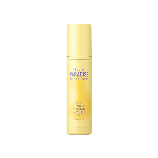 Isle of Paradise Express Tinted Self Tan Mousse, Fast Developing Self Tanner, Vegan Sunless Tanning Foam, Lasts Up to 7 Days, Streak-Free With Tinted Guide Color, 6.76 fl. Oz