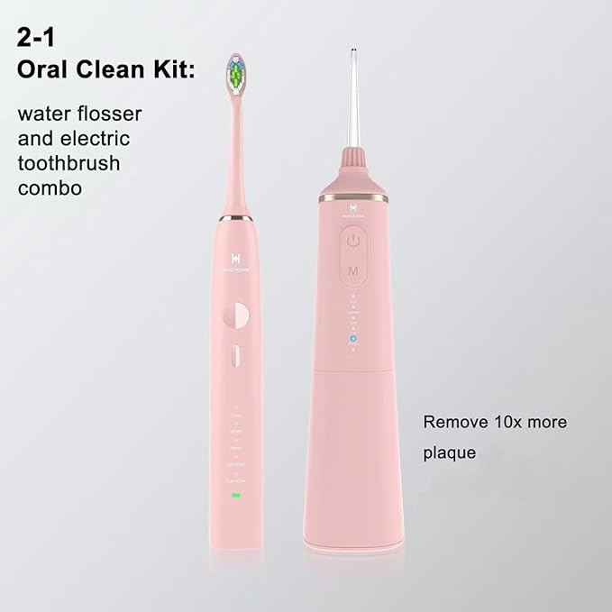 Upgraded Pro Dental Care Kit: 5-Mode Water Flosser & 50,000 VPM Sonic Electric Toothbrush | Premium Oral Clean Set with Enhanced Cleaning Modes, Larger Tank & Refined Design for Advanced Gum Health