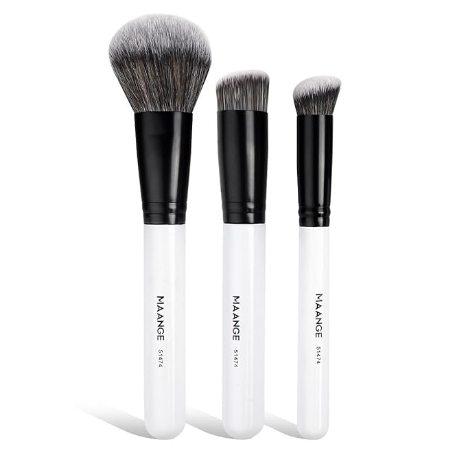 MAANGE 3 PCS Foundation Contour Conceal Brush Set, Makeup Brushes, Women‘s Blending Brushes, Professional Face Brush Set Tools,for Blending Setting Buffing with Liquid, Cream and Powder Cosmetic