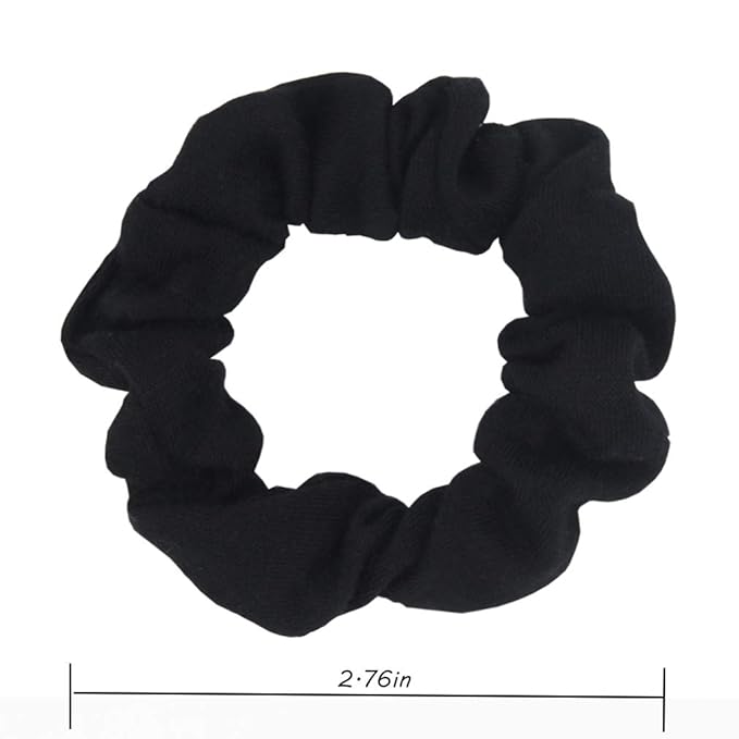 Pack of 12 Cotton Hair Scrunchies Single Jersey Solid Color Ponytail Holders Hair Ties for Girl (Navy Blue)