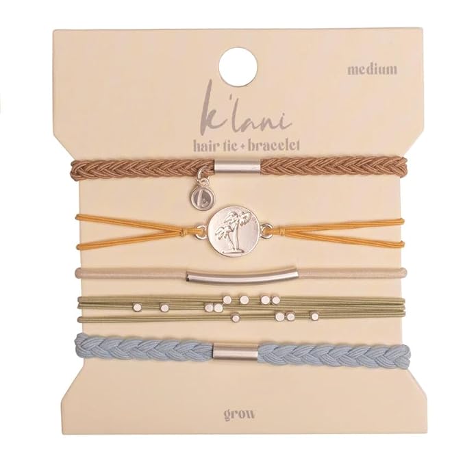K'lani Hair Tie Bracelets for Women - Elastic Hair Bands That Double as Stylish Jewelry - Grow - Large