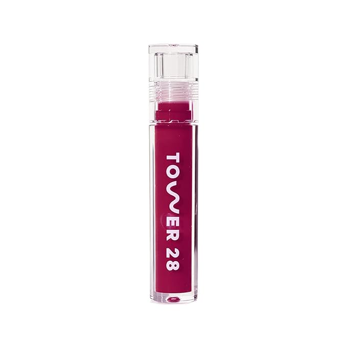 Tower 28 ShineOn Lip Jelly, WILD, Non-Sticky, Hydrating Vegan Lip Gloss in Sheer-ish Raspberry, Moisturizing Apricot and Raspberry Seed Oil, Clean, Cruelty Free