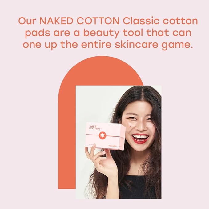 White Rabbit – Naked Cotton Classic – Premium 100% Cotton Pads for Toner Use, Makeup Remover, and Masks | Unbleached, Lint-Free, Extra Soft | Korean Skin Care Product (100 Count)