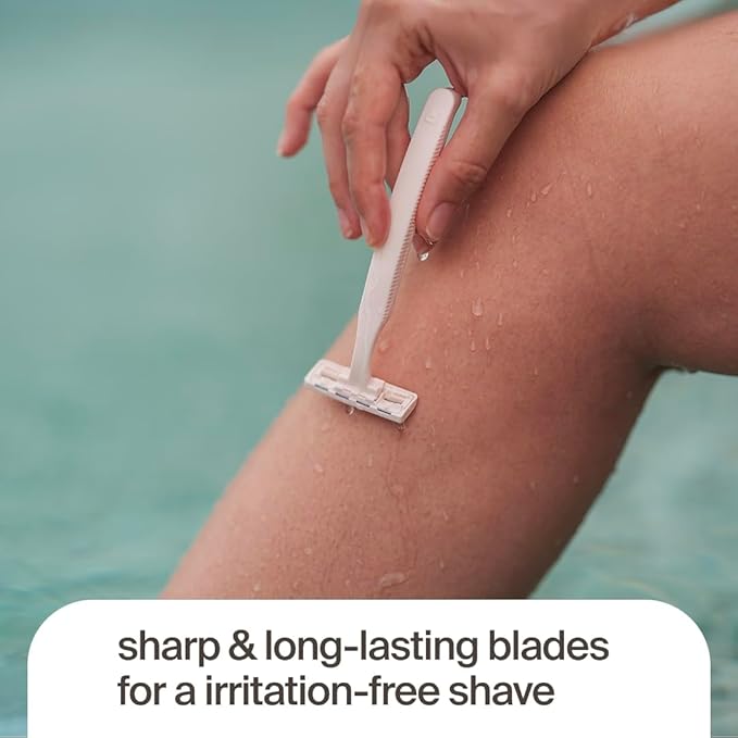 Plastic-Free Disposable Razors – 5 pieces, 3 blades – Sustainable shaving for a zero-waste routine (Rose)