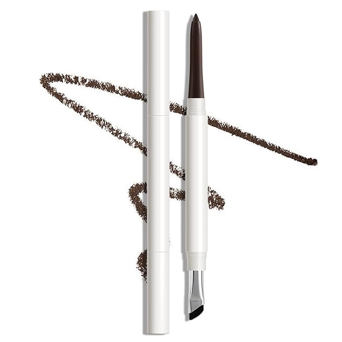 Dual-Ended Eyeliner + Brush, Waterproof Black Brown Eyeliner Pencil for Woman, Smudge-Proof Long-Lasting Wear Eye Makeup 2-Pack
