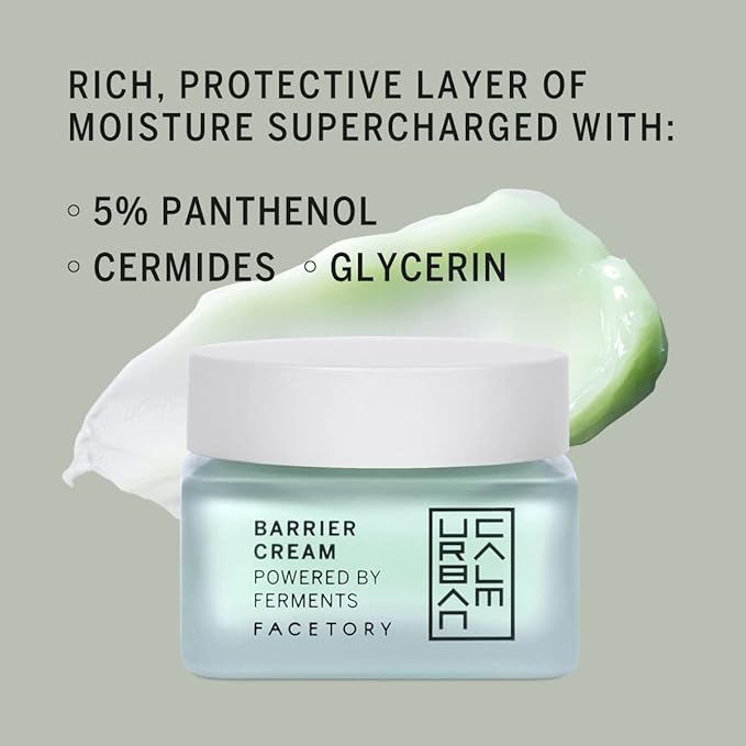 FACETORY Urban Calm Barrier Cream Hydrating Face Moisturizer with Hyaluronic Acid & Fermented Honeybush, Daily Moisturizer Face Cream for Aging, Dry Skin & Sensitive Skin 1.69 Fl Oz