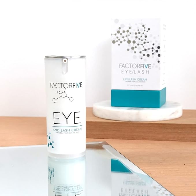 FACTORFIVE Eye and Lash Cream with Human Derived Apidose Stem Cell Growth Factors for Anti-Wrinkle, Collagen Boost, and Acne Scarring Repair, Large Size, 0.5 fl oz/15ml (Eye & Lash Cream)