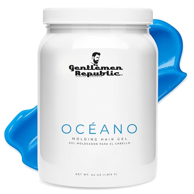 Gentlemen Republic Oceano Men's Hair Gel 64oz without Pump - Strong Touchable Hold and High Shine Styling Gel for Hair, 100% Alcohol-Free Professional Formula with Fresh Scent, Mens Hair Product