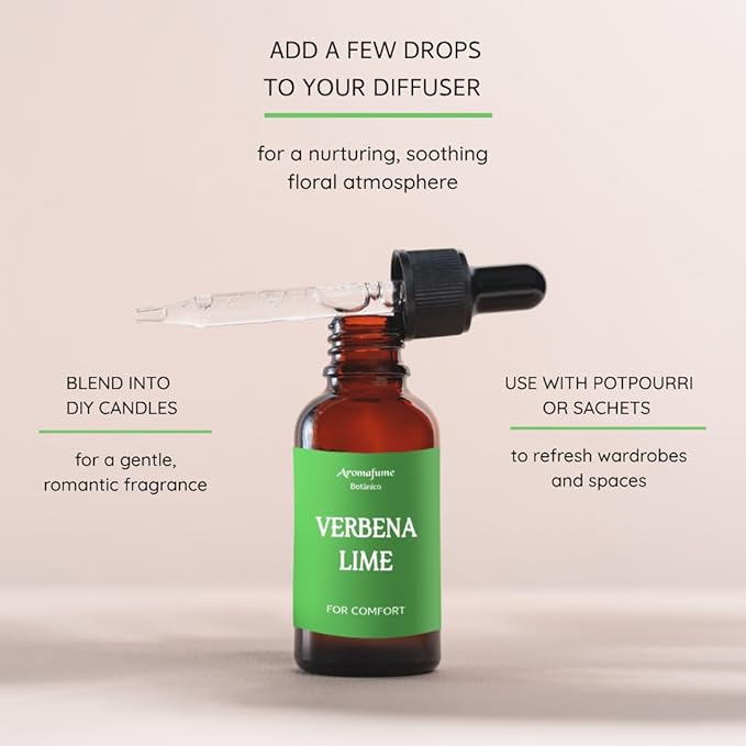 Verbena Lime Essential Oil Diffuser Blend by Aromafume | 1 x 30ml / 1 fl oz | Sweet & Citrusy Scent for Inner Peace & Positivity | Uplifting Aromatherapy Oil | Vegan & Cruelty-Free
