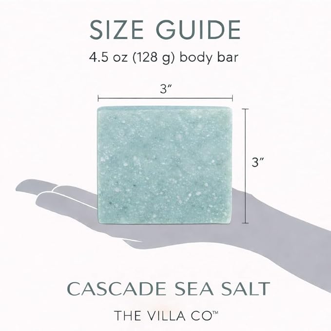The Villa Co - Cascade Sea Salt | 4.5oz Exfoliating Body Bar for Men | Artisan Made in USA | Natural Ingredients | Sea Salt | Refined in Simplicity