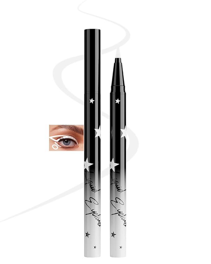 Colored Liquid Eyeliner Pen, White Waterproof Waterline Matte Eye Liner Pencil, High Pigmented Long Lasting Quick Drying Bright Colorful Eyeliner Pen for Women, Valentine’s Day Eye Makeup Gifts-01
