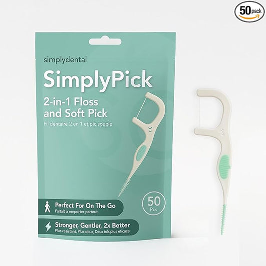2-in-1 Floss and Soft Pick, 50 Count, Portable Dental Picks