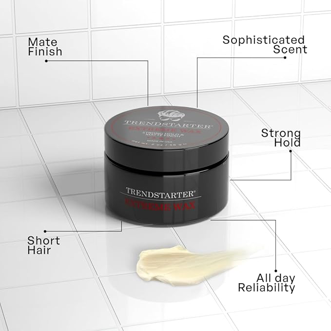 TRENDSTARTER - EXTREME Premium Water Based Pomade - Travel Size - Strong Hold - Matte Finish - Flake-Free Styling for All Hair Types