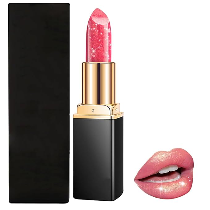 Diamond Glitter Lipstick, 2025 New Velvet Glow Lip Gloss Waterproof Non-sticky Creamy Lipcolor,Long-Lasting Moisturizer Lip Balm with Sparkling Finish Hydrating Lip Stains (A08)
