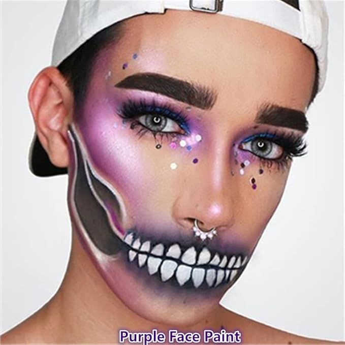 Go Ho Pastel Purple Face Paint,Waterproof Oil Based Cream Light Purple Face Body Paint for Halloween Cosplay SFX Ursula Makeup