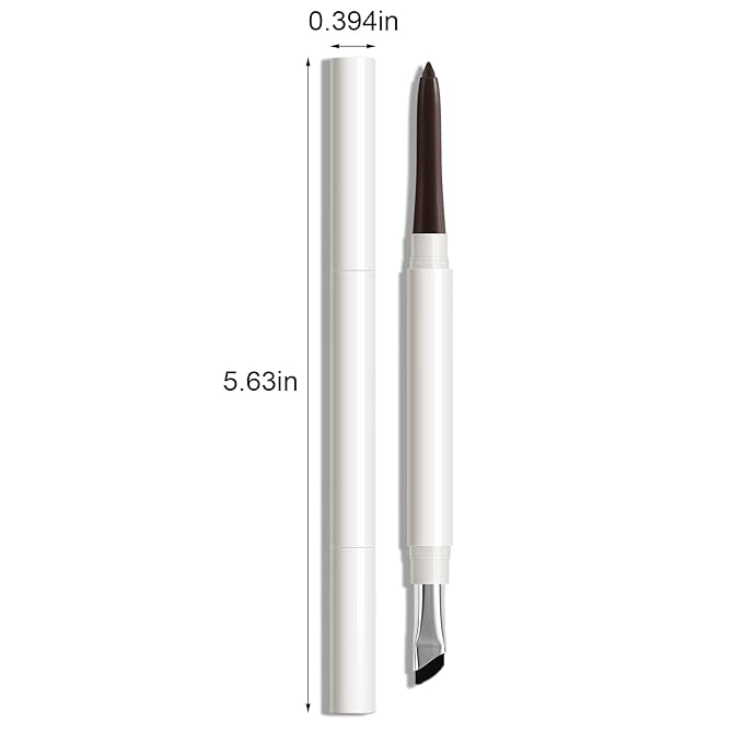 Dual-Ended Eyeliner + Brush, Waterproof Black Brown Eyeliner Pencil for Woman, Smudge-Proof Long-Lasting Wear Eye Makeup 2-Pack