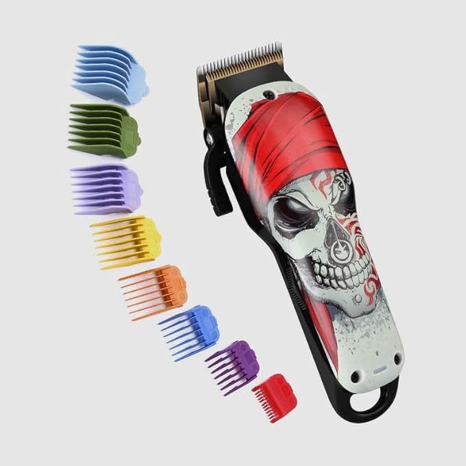 Professional Cordless Hair Clipper for Men, 2-Speed Motor, 2000mAh Battery, 8 Color-Coded Guides for Precision Cuts