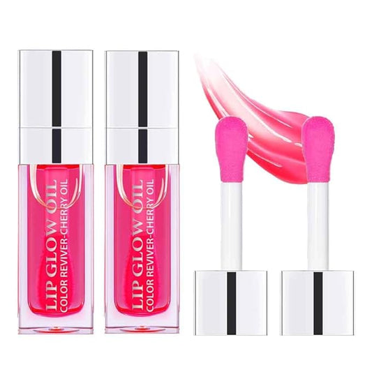 Hydrating Lip Glow Oil, Plumping Lip Gloss, Moisturizing Lip Oil Gloss, Transparent Moisturizing Lip Balm, Natural Lip Plumper, Lip Plumper Gloss Make Lips Fuller and Moisturizing (2pcs Cherry)