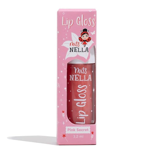MISS NELLA Pink Secret Lip Gloss, Pink hydrating children Lip Gloss, watermelon scent, gentle on the skin. gives a sheer kiss of colour, with extra shine.