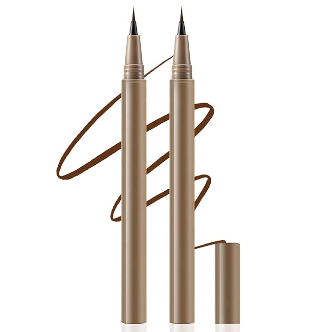 Boobeen 2pcs Eyeliner Liquid Liner, Black Eyeliner Pen Waterproof with Ultra-fine tip, Ink Liner Eye Liner Long Lasting, Quick Drying