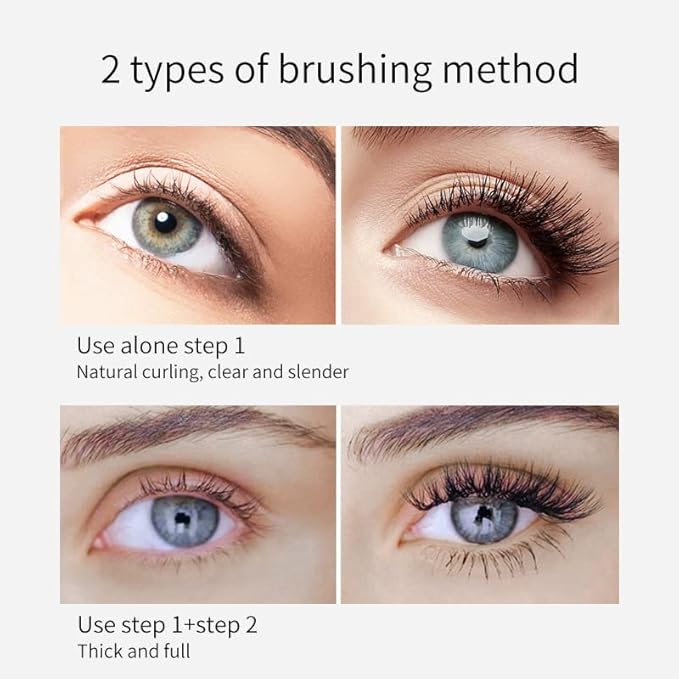 2 in 1 Mascara for VIBELY 5x Longer Waterproof Lash Cosmetics Mascara for Natural Lengthening, Thickening Effect No Clumping