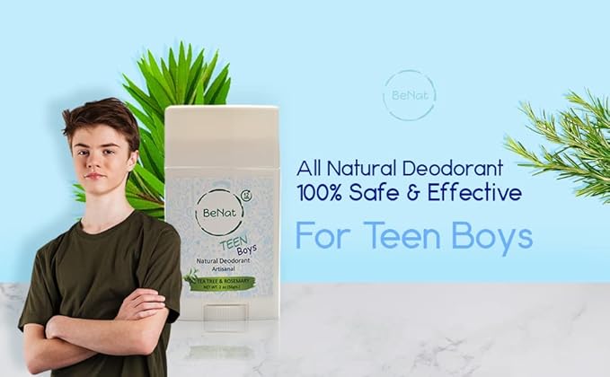 2-Pack All Natural Deodorant For Teen Boys 100% Natural Aluminum-Free Carcinogen Free Kids Deodorant For Boys Clinically Proven To Be Safe For Children and Teenagers