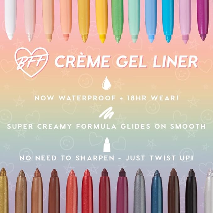 ColourPop BFF Crème Gel Liner - Waterproof Gel Eyeliner Pen with a High-Pigment & Buildable Formula - Colored Eyeliner with 18-Hour Wear - IceBreaker (0.01 oz)