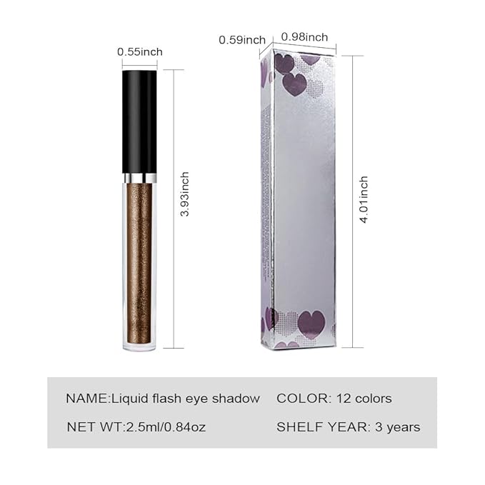 SUAKE Liquid Sparkling Glitter Eyeshadow Stick Pack - High Pigment Shimmer Metallic Eye Shadow, Long-Lasting, White Blue Black Gold Purple Bold Colors,Quicking-Dry (10#-Dark Gray, Pack of 1)