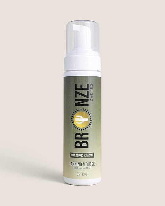 Bronze Cactus Double Dipped -Ultra Dark Tanning Mousse | Easy Application & Instant Gratification | Dries Immediately Without Leaving You Sticky | Non-Scented, Streak Free (Dark)