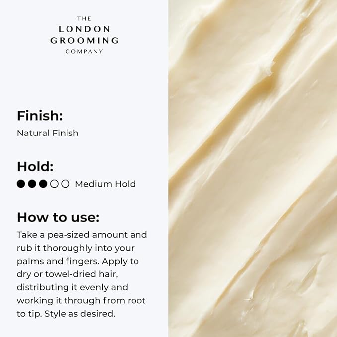 The London Grooming Company Hair Creme For Men | Medium All-Day Hold | Natural Finish | Easy to Wash Out | 1.7 Fl Oz (50ml)