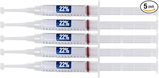 22% Teeth Whitening Gel: 5 Large Syringes for Beautiful Smile, Whitening Gel for Dental Trays - White Results with Ultra White Whitening Gel, 5 Tubes, 3.8 ml Each, Total 140 Applications.