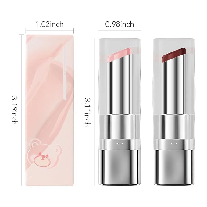 HHLTOH 2Pcs Tinted Lip Balm Moisturizing Lipstick – Deep Rose Colored Bean paste & Soft Pale Pink Sheer Hydrating Lip Color for Dry Lips – Nourishing Lip Balm for All Women with a Subtle Natural Scent