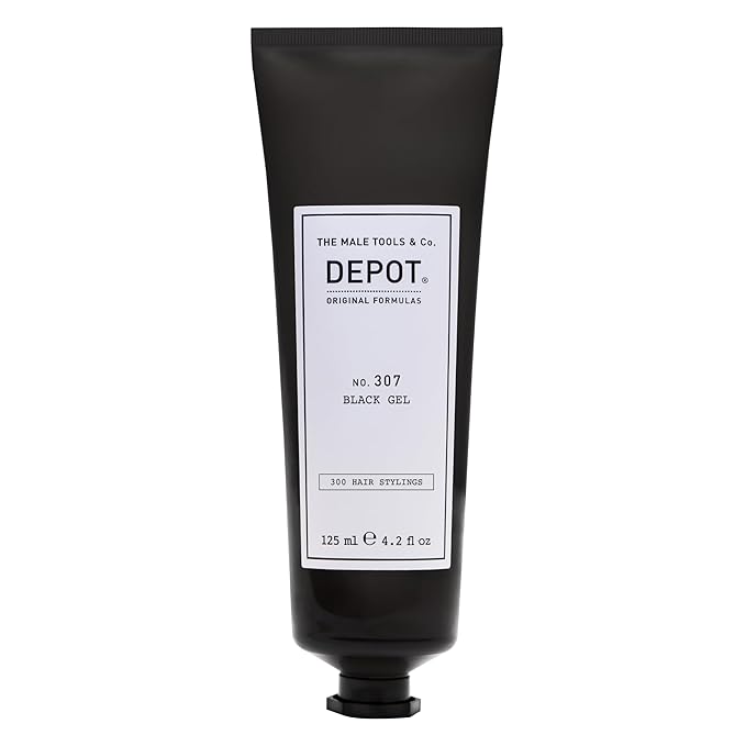 DEPOT No. 307 Black Gel | Temporary Hair Styling Gel for Men with Grey Blending Effect | Medium Hold, Natural-Looking Finish with Glycerin, Vitamin E & Botanical Complex | 3.3 fl.oz.