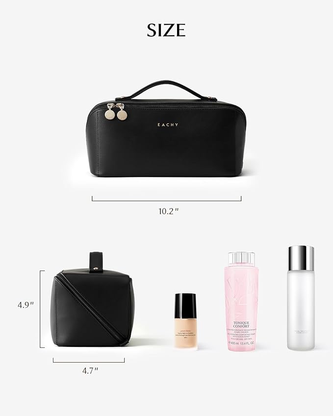 EACHY Travel Makeup Bag,Large Capacity Cosmetic Bags for Women,Waterproof Portable Pouch Open Flat Toiletry Bag Pattern Makeup Bag