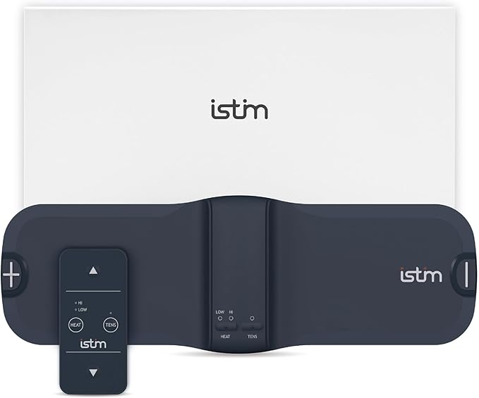 iStim X1 Wireless Heat TENS Unit Muscle Stimulator for Back Pain Relief - Rechargeable Massager with Remote Control,15 Intensity and Japanese Gel Pads
