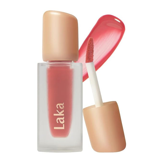 Laka Fruity Glam Tint, Glowing Lip Stain with Wide Color Spectrum, Hydrating & Lightweight Texture, Buildable Color, Non-Sticky, Vegan, K-Beauty (#101 Joyful, 4.5g/0.15oz)