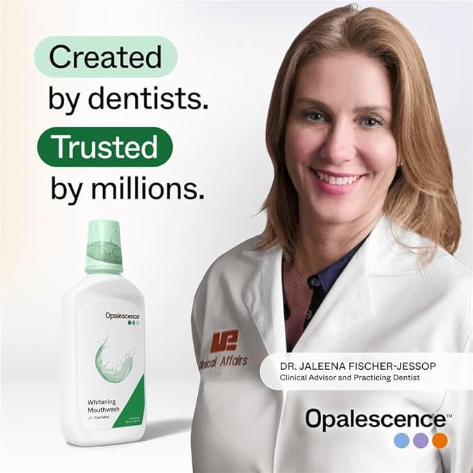 Opalescence Whitening Mouthwash – Teeth Whitening and Fresh Breath Mouthwash for Adults – Hydrogen Peroxide Formula, Alcohol-Free, Cool Mint Flavor (2 Bottles) 15.5 Fl Oz – Made by Ultradent 5447-2T