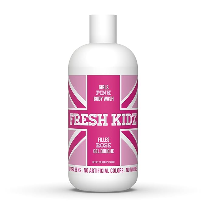 Fresh Kidz Body Wash for Kids and Teens - Gentle Bath and Shower Cleanser for All Skin Types - Girls Pink, 16.9 Fl.Oz.