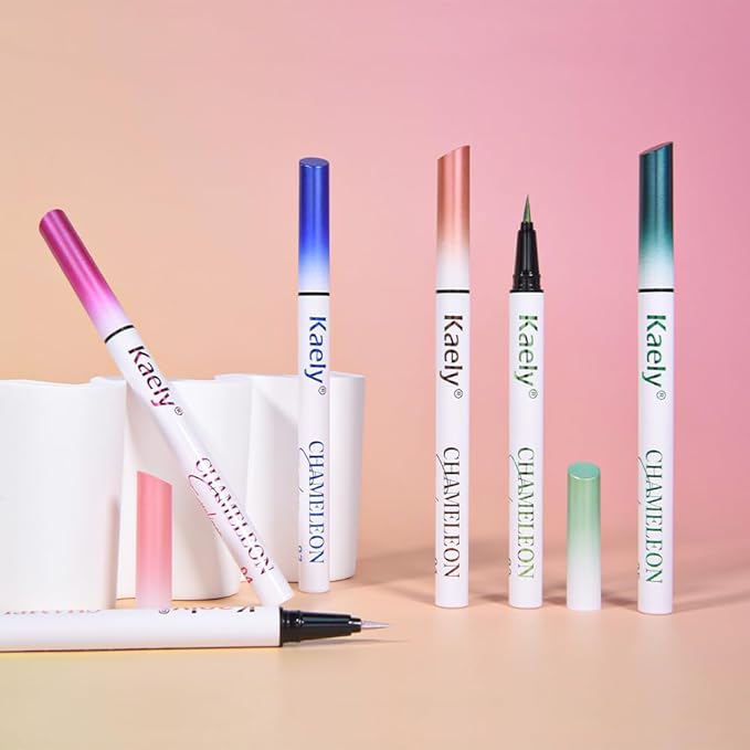 Kaely Chameleon Liquid Eyeliner, Glitter Metallic Chrome Eyeliner Liquid, Multichrome Eye Liner Waterproof Smudge Proof, High-Pigmented Makeup Looks, Quick-Drying, Cruelty-free, 03 Blue