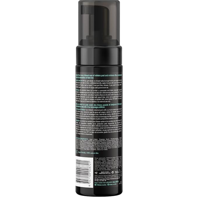 B.TAN Dark Self Tanner Mousse, 1 Hour Sunless Tan, Vegan, Cruelty Free, 6.7 Fl Oz