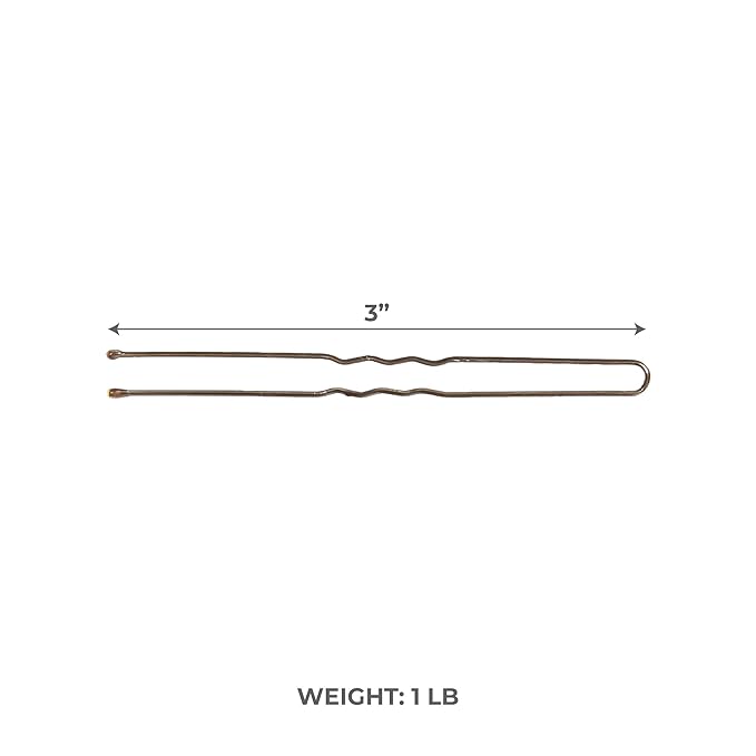 ForPro Professional Collection Hair Pins (320-Count Approx), Brown, 3" L, Ball-Tipped, Crimped, Non-Damaging, 1 Lb.
