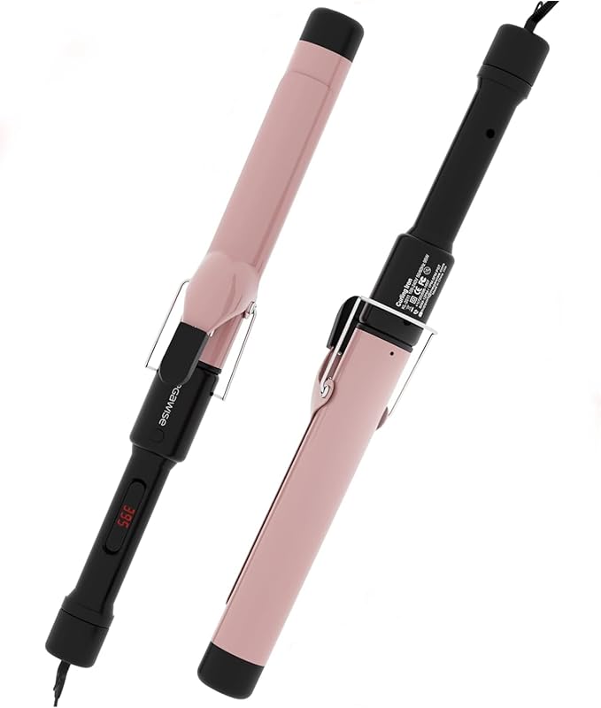 MEGAWISE Pro 1.25 Inch Ceramic Barrel Hair Curling Iron with 60s PTC Fast Heating, Anti-Scald Grip & Tip, Auto Shut Off, 360° Swivel Cord, 2 Clips & Heat-Resistant Glove Included