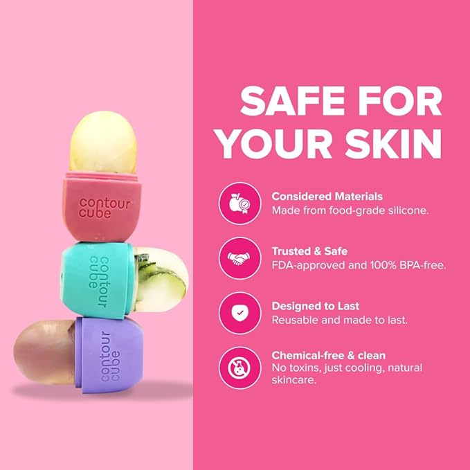 Contour Cube Mini - Revolutionary Ice Roller for Sculpting & De-Puffing - Face Ice Roller & Massager - Ice Mold for Face - Compact Skin Care Tools for Daily Skincare & Travel - Original Pink