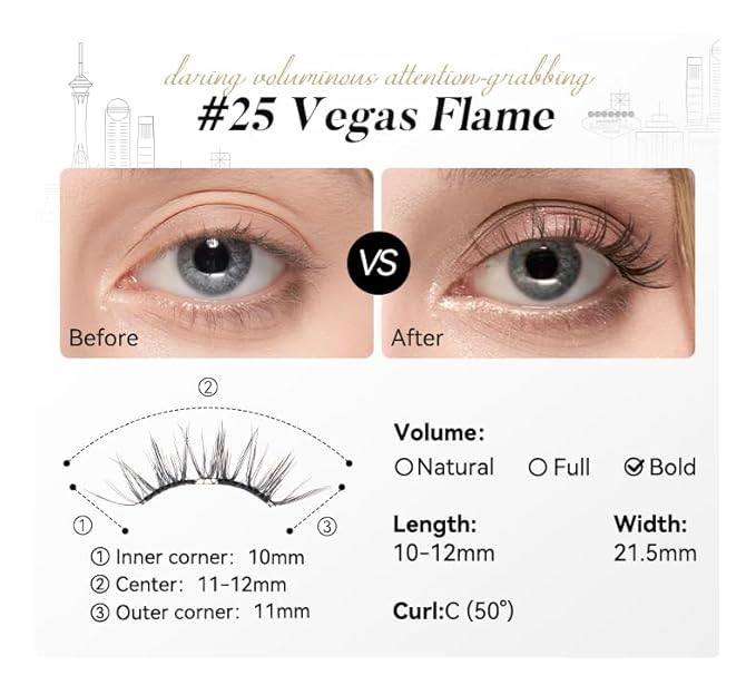 WOSADO Magnetic Eyelashes with Applicator Kit, [No.28 Destination Collection: Sedona Trail] 21.5mm Reusable Magnetic Lashes without Eyeliner, Glue-free False Lashes, Waterproof, Lightweight
