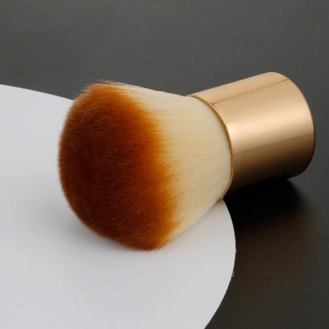 2 Pieces Kabuki Brushes Powder Brush Blush Brush Foundation Brush Bronzer Brush Face Blender Brush Mineral Blending Buffing Concealer Brush Multifunction Cosmetic Tools Portable Makeup Brush (Golden)