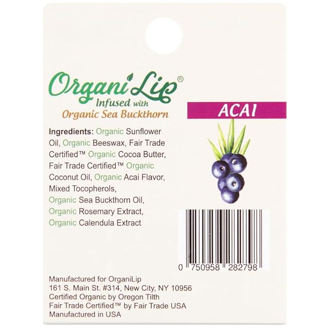 Organic Lip Balm, Acai Flavor, Ultra Organic,